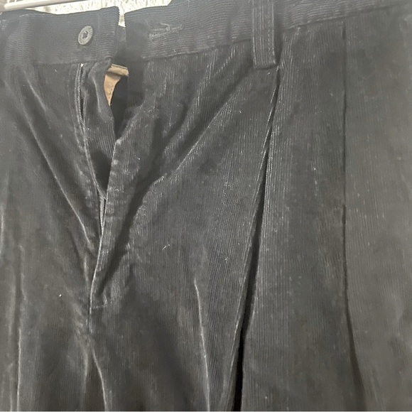 Perry Ellis Portfolio Men’s Size 34/30 Black Corduroy Pleated Cuffed Hem Pants - Picture 3 of 12